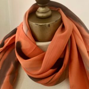 CHIC Orange/ pumpkin long silk scarf